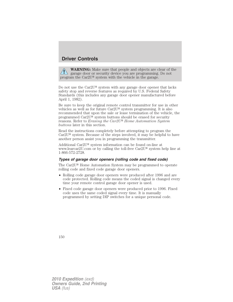 Driver controls | FORD 2010 Expedition v.2 User Manual | Page 150 / 424