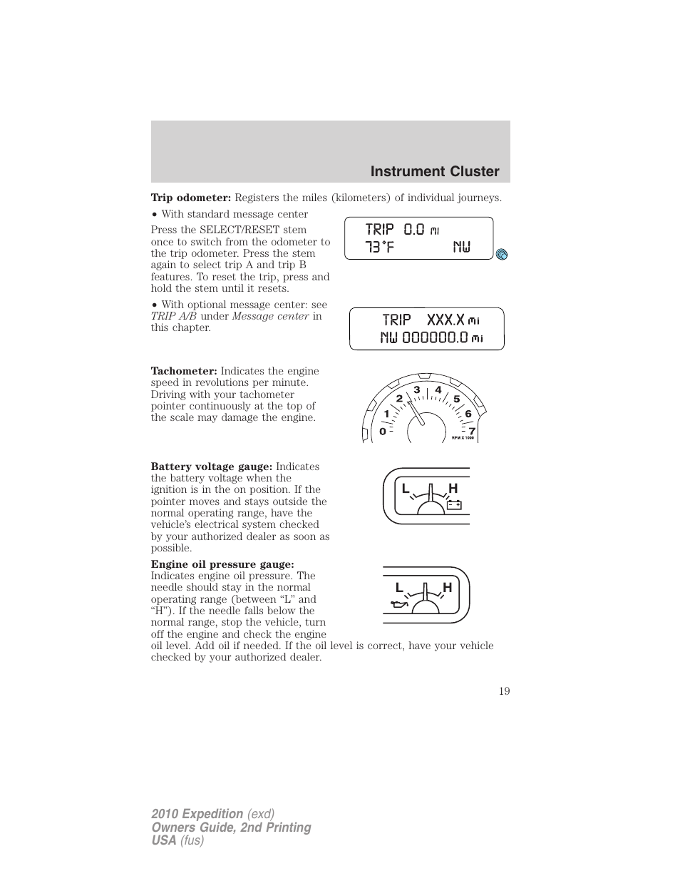 Instrument cluster | FORD 2010 Expedition v.2 User Manual | Page 19 / 424