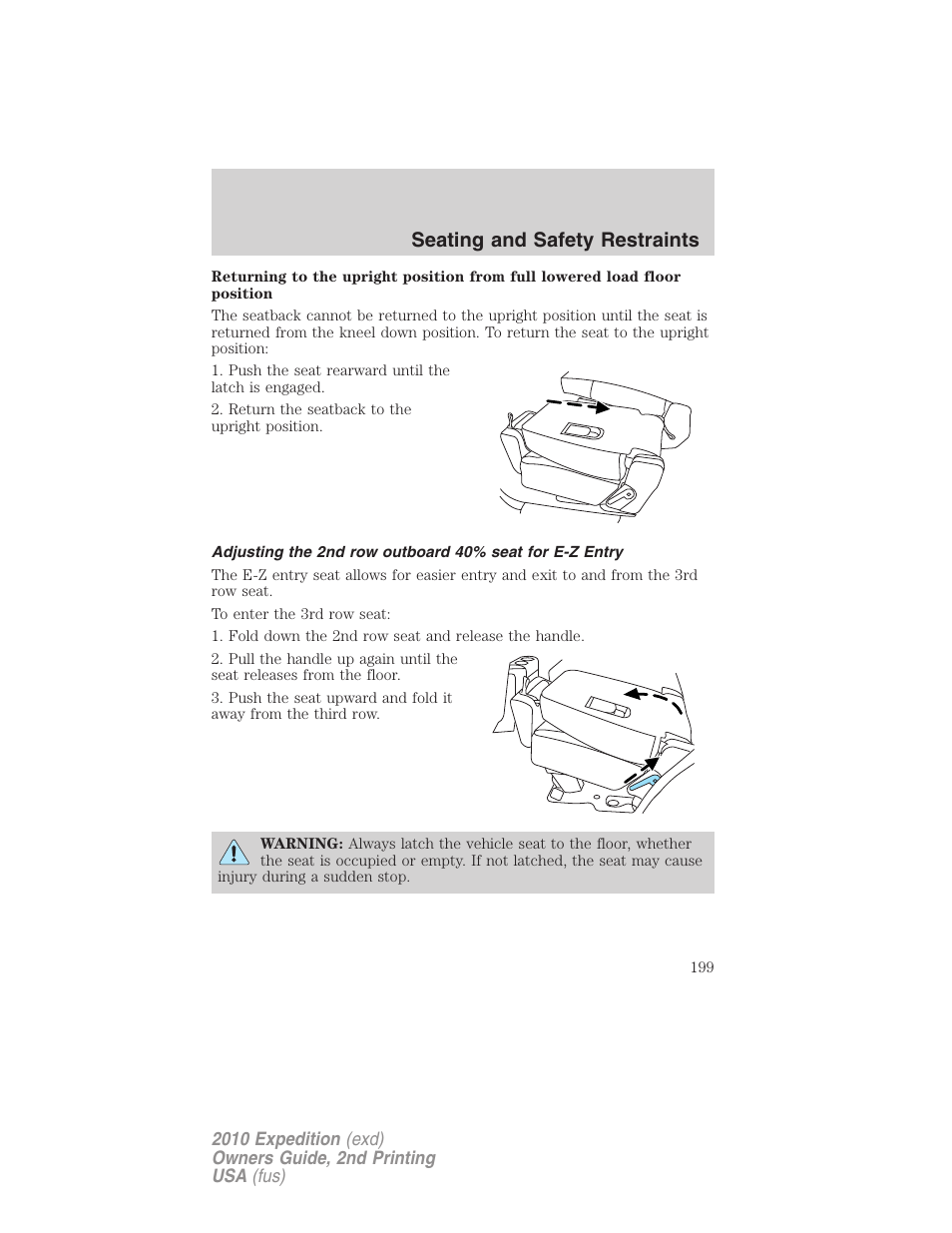 Seating and safety restraints | FORD 2010 Expedition v.2 User Manual | Page 199 / 424