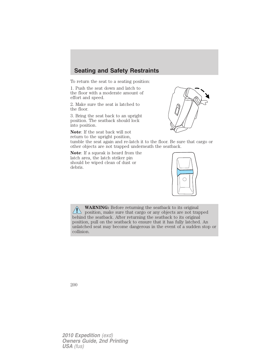Seating and safety restraints | FORD 2010 Expedition v.2 User Manual | Page 200 / 424