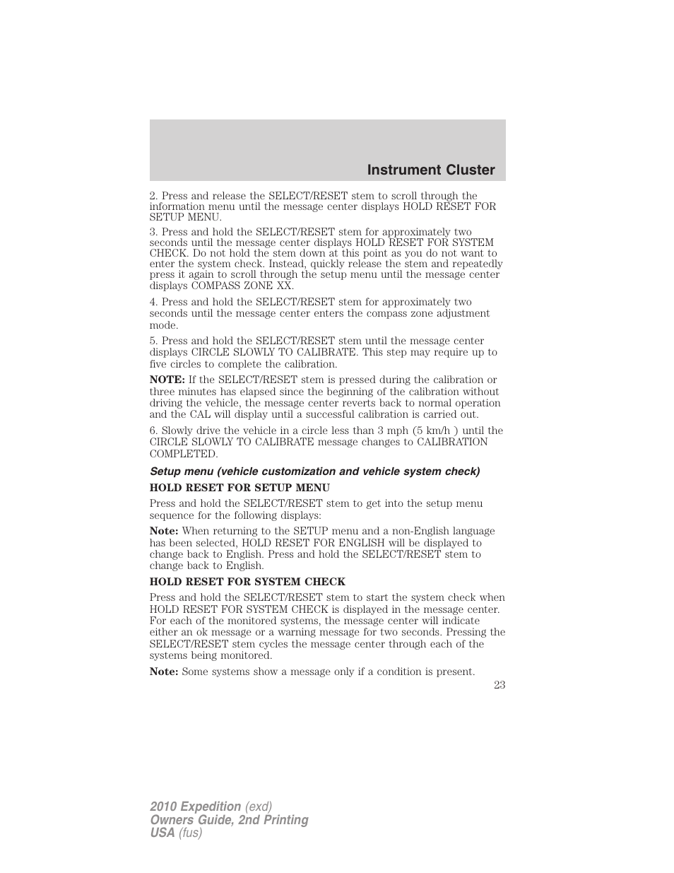 Instrument cluster | FORD 2010 Expedition v.2 User Manual | Page 23 / 424