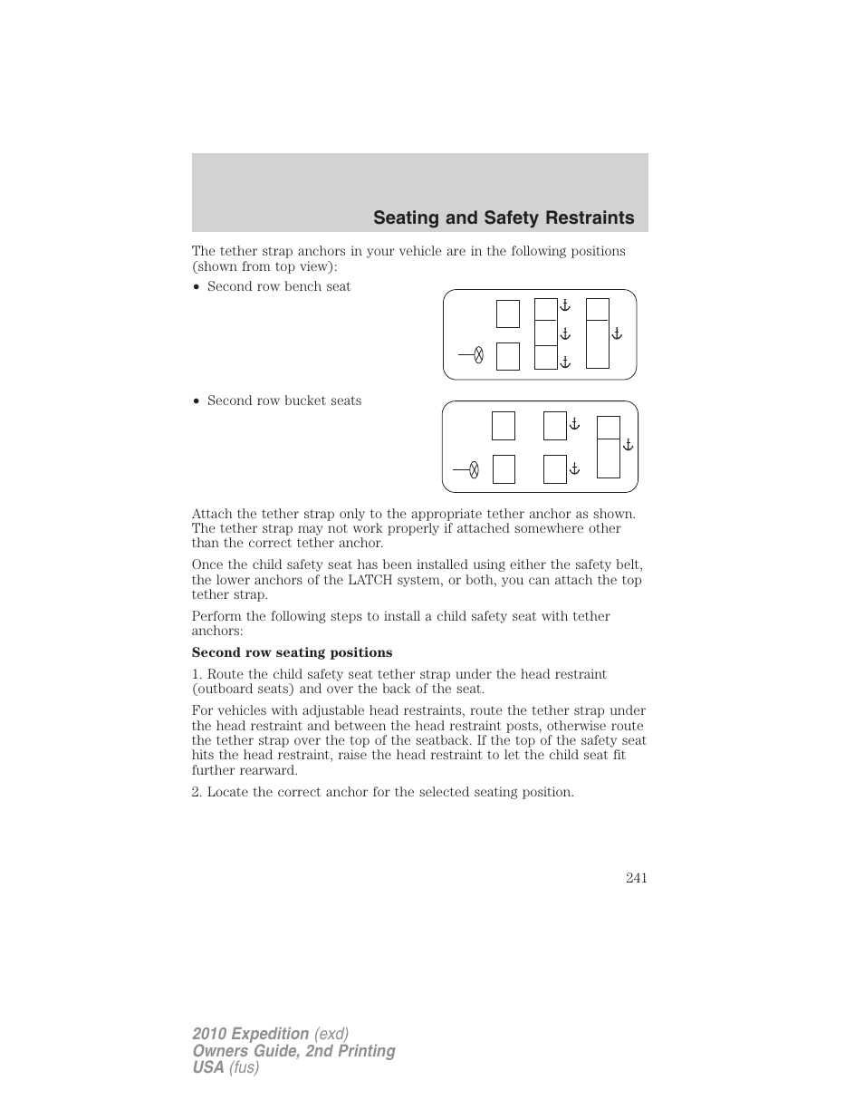 Seating and safety restraints | FORD 2010 Expedition v.2 User Manual | Page 241 / 424