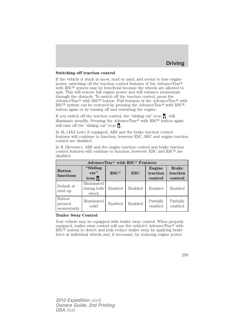 Driving | FORD 2010 Expedition v.2 User Manual | Page 299 / 424
