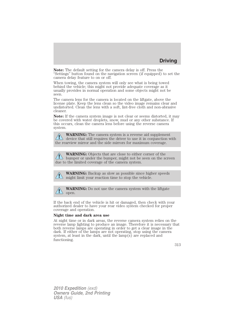 Driving | FORD 2010 Expedition v.2 User Manual | Page 313 / 424