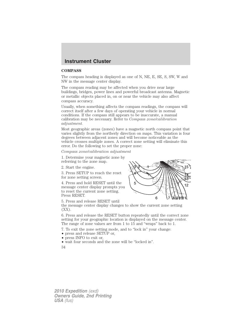 Instrument cluster | FORD 2010 Expedition v.2 User Manual | Page 34 / 424