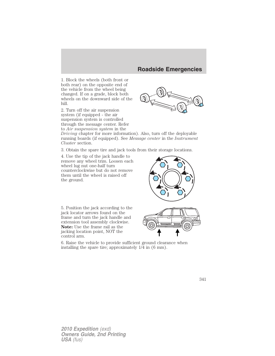 Roadside emergencies | FORD 2010 Expedition v.2 User Manual | Page 341 / 424