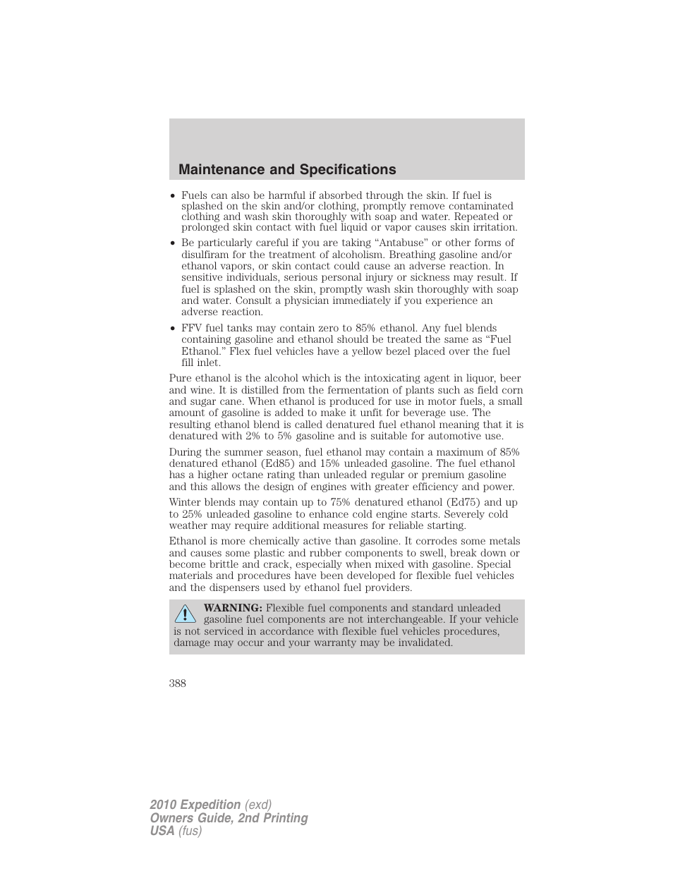 Maintenance and specifications | FORD 2010 Expedition v.2 User Manual | Page 388 / 424