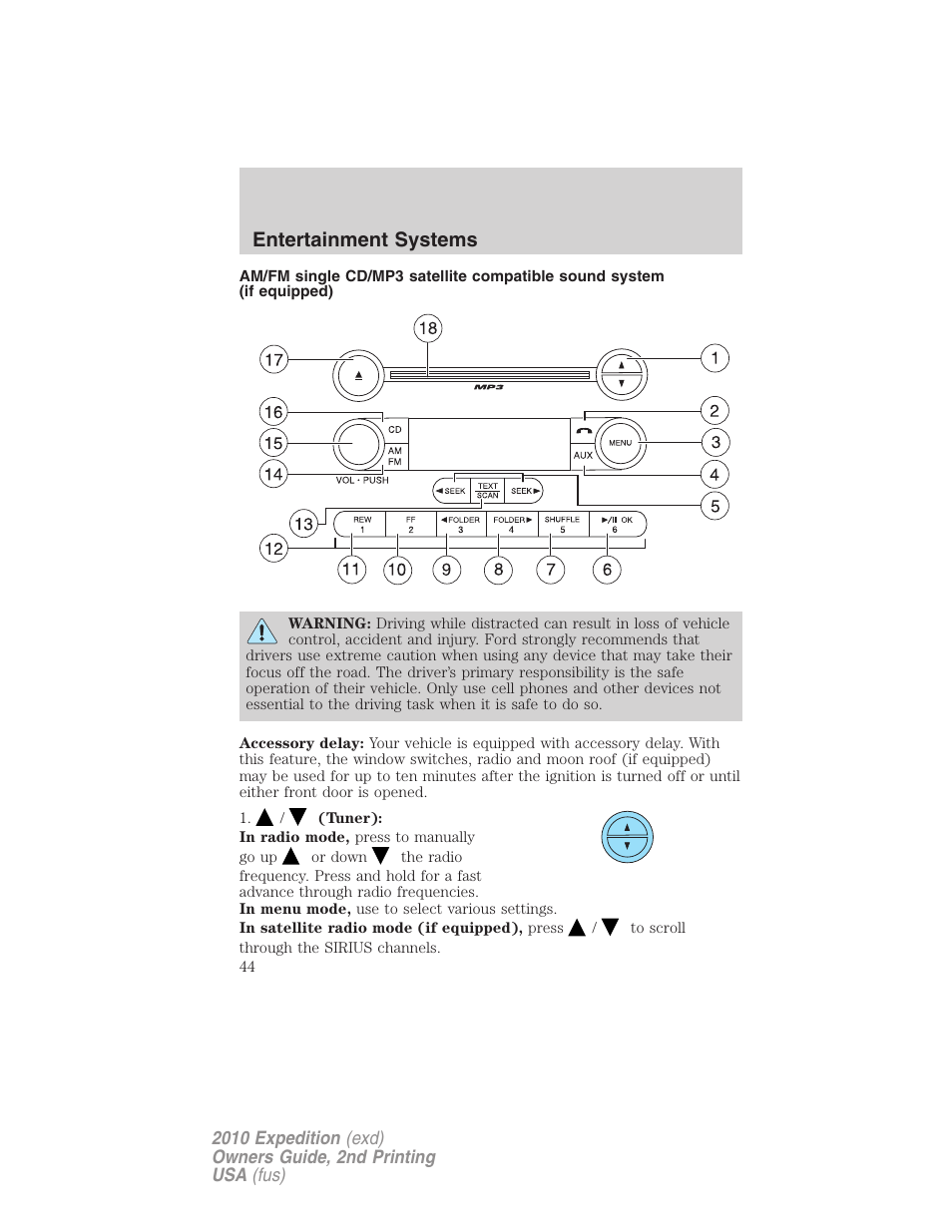 Am/fm stereo with cd, Entertainment systems | FORD 2010 Expedition v.2 User Manual | Page 44 / 424