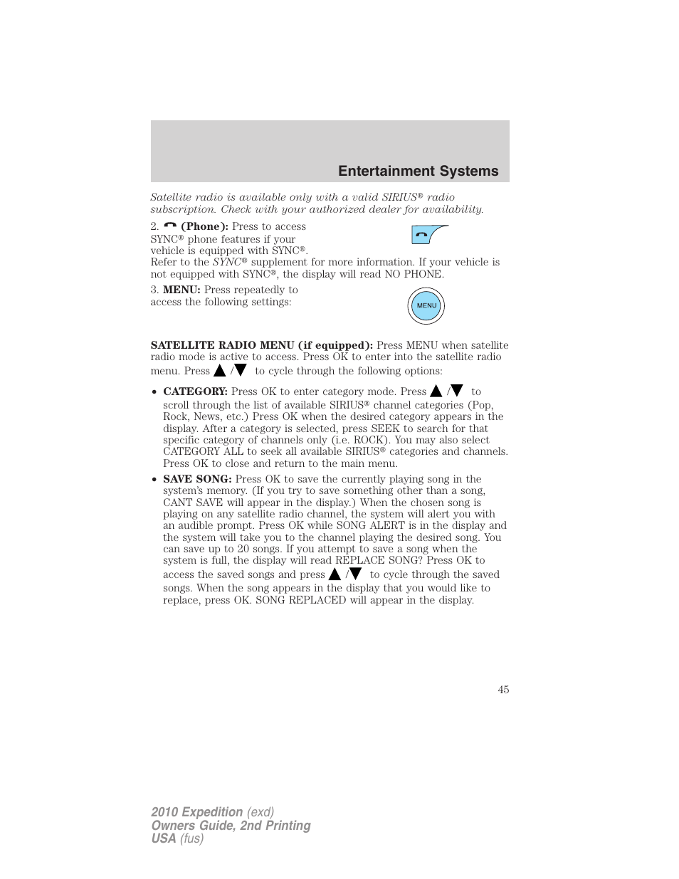 Entertainment systems | FORD 2010 Expedition v.2 User Manual | Page 45 / 424