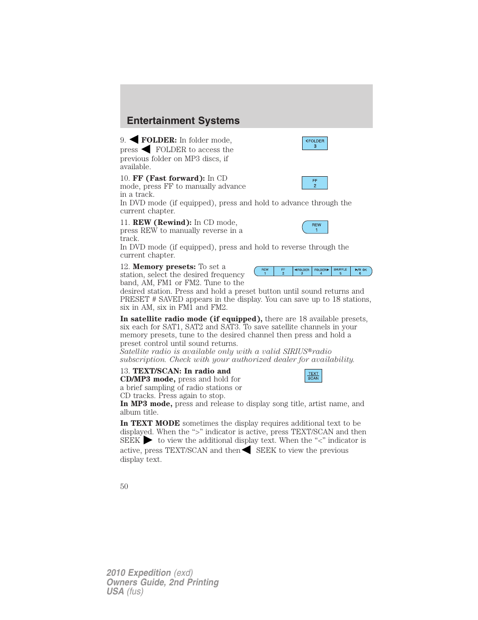 Entertainment systems | FORD 2010 Expedition v.2 User Manual | Page 50 / 424