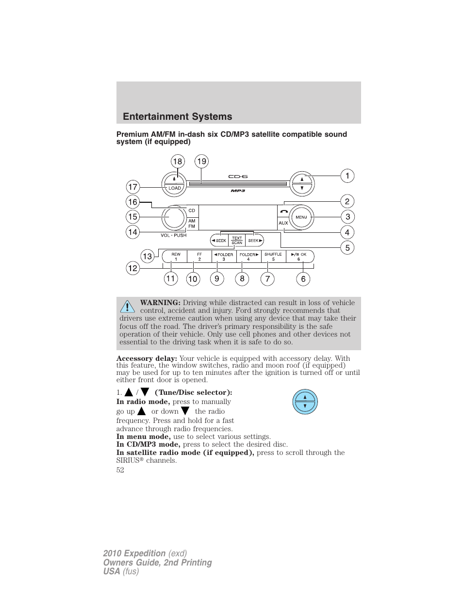 Am/fm stereo with in-dash six cd, Entertainment systems | FORD 2010 Expedition v.2 User Manual | Page 52 / 424