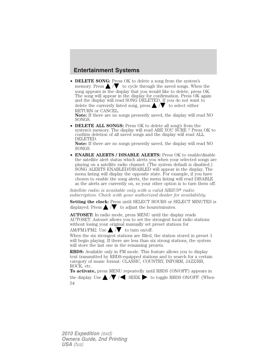 Entertainment systems | FORD 2010 Expedition v.2 User Manual | Page 54 / 424