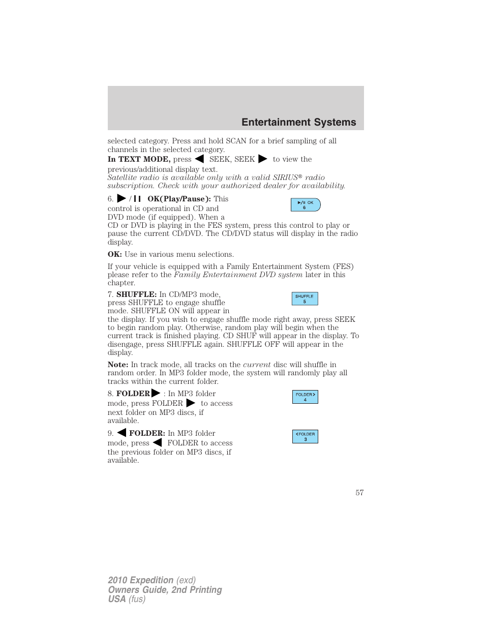 Entertainment systems | FORD 2010 Expedition v.2 User Manual | Page 57 / 424
