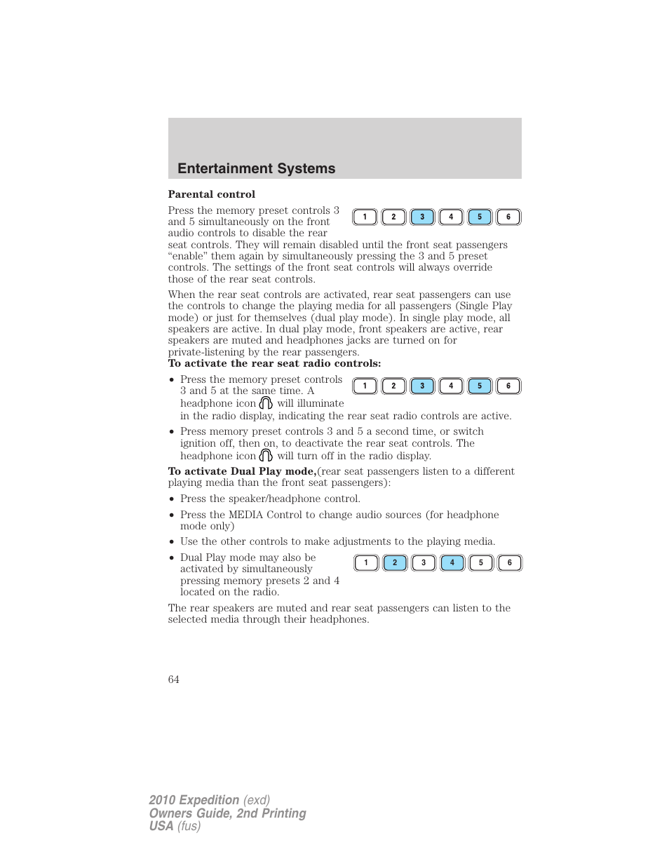 Entertainment systems | FORD 2010 Expedition v.2 User Manual | Page 64 / 424