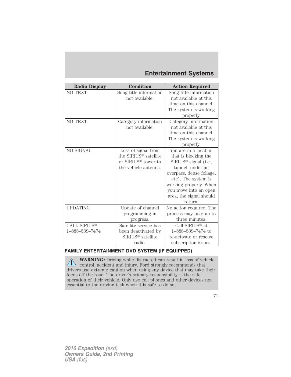 Family entertainment dvd system (if equipped), Family entertainment system, Entertainment systems | FORD 2010 Expedition v.2 User Manual | Page 71 / 424