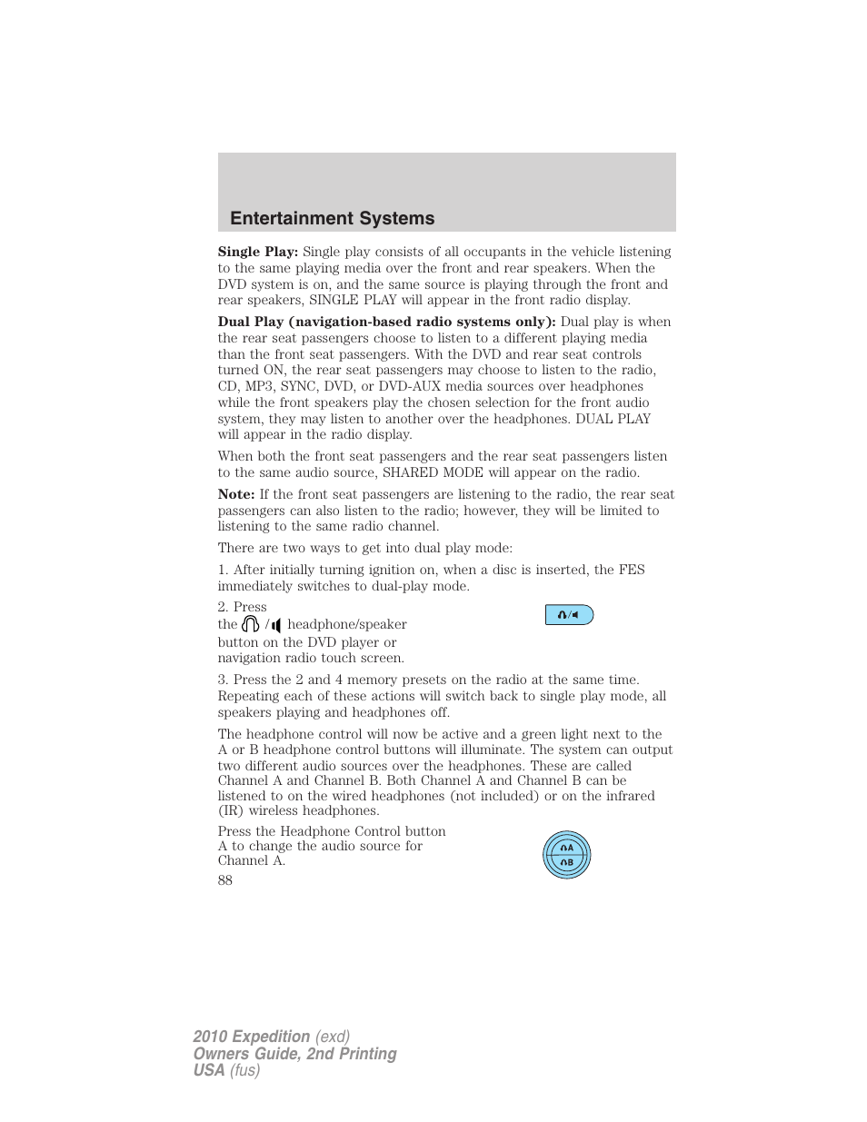 Entertainment systems | FORD 2010 Expedition v.2 User Manual | Page 88 / 424