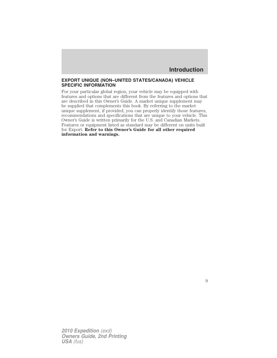 FORD 2010 Expedition v.2 User Manual | Page 9 / 424