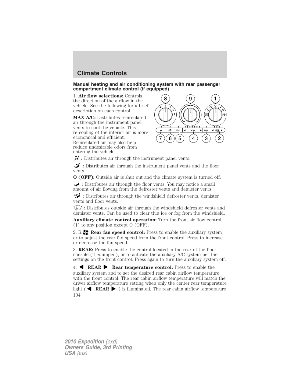 Climate controls | FORD 2010 Expedition v.3 User Manual | Page 104 / 422