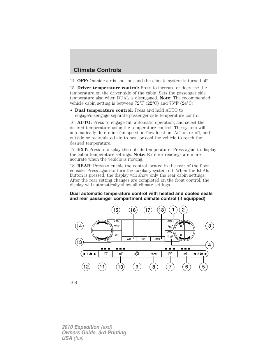 Climate controls | FORD 2010 Expedition v.3 User Manual | Page 108 / 422