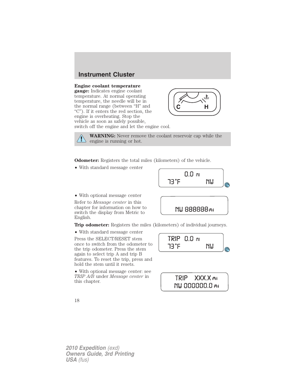 Instrument cluster | FORD 2010 Expedition v.3 User Manual | Page 18 / 422