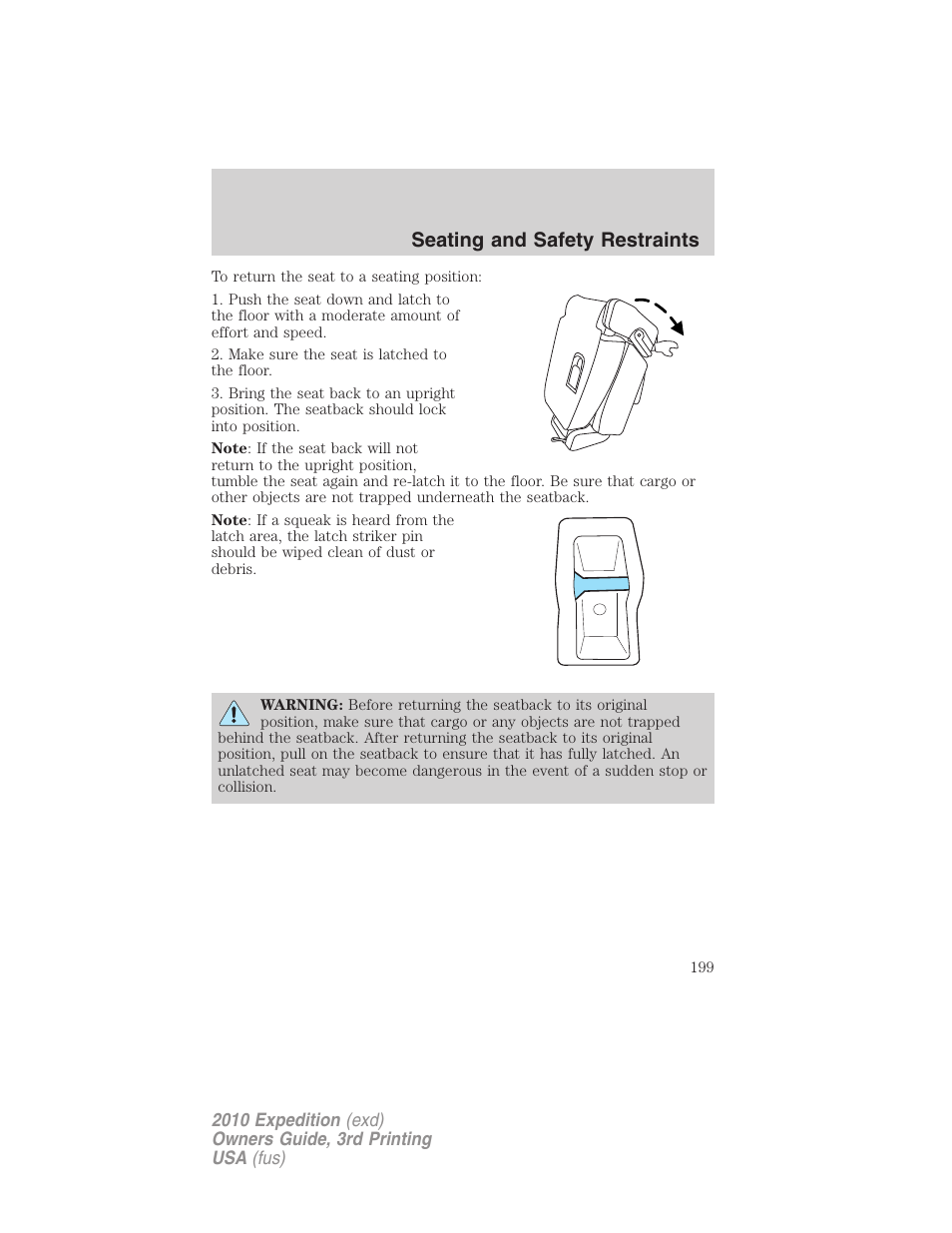 Seating and safety restraints | FORD 2010 Expedition v.3 User Manual | Page 199 / 422