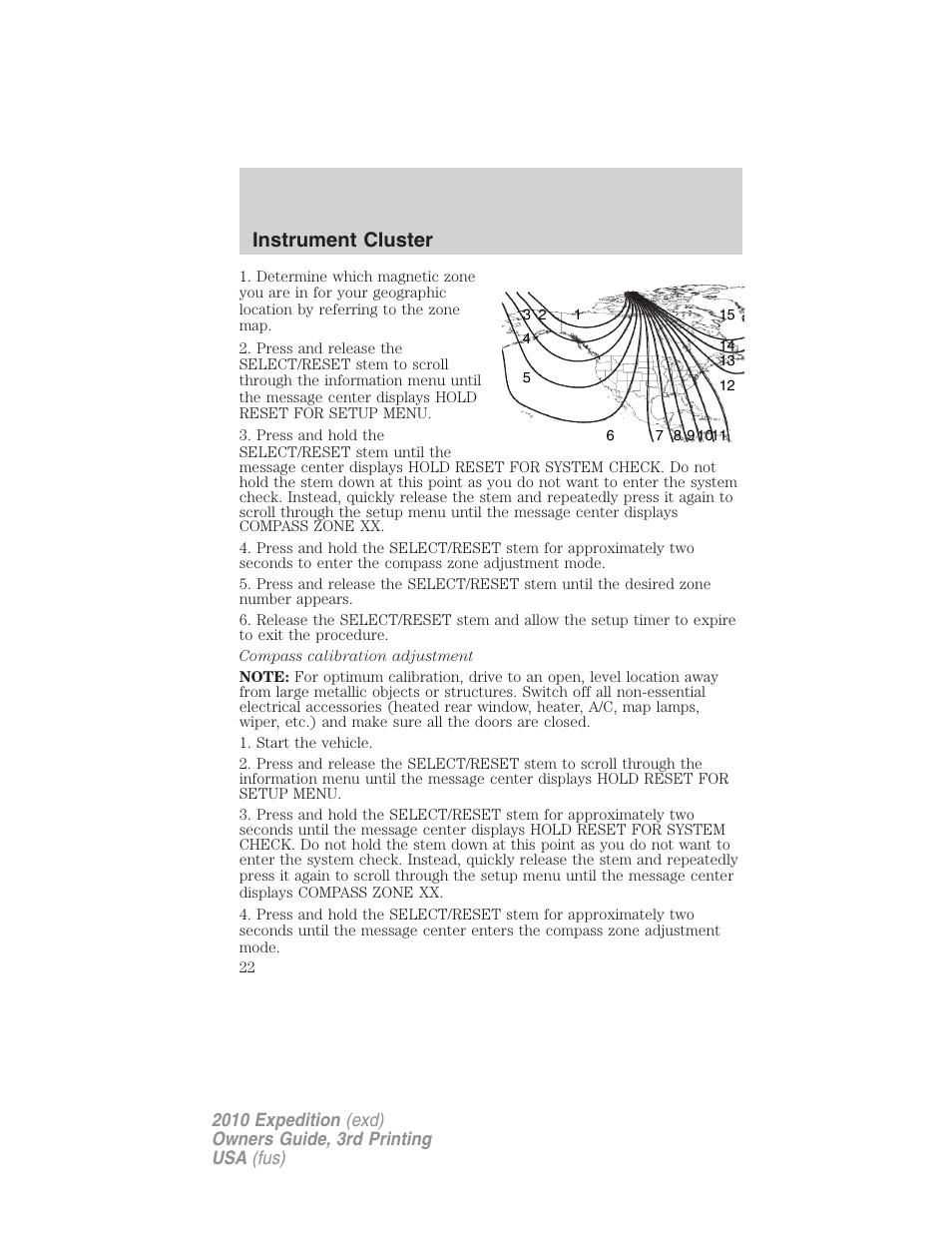 Instrument cluster | FORD 2010 Expedition v.3 User Manual | Page 22 / 422