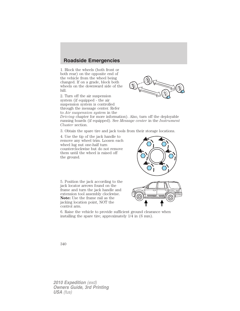 Roadside emergencies | FORD 2010 Expedition v.3 User Manual | Page 340 / 422