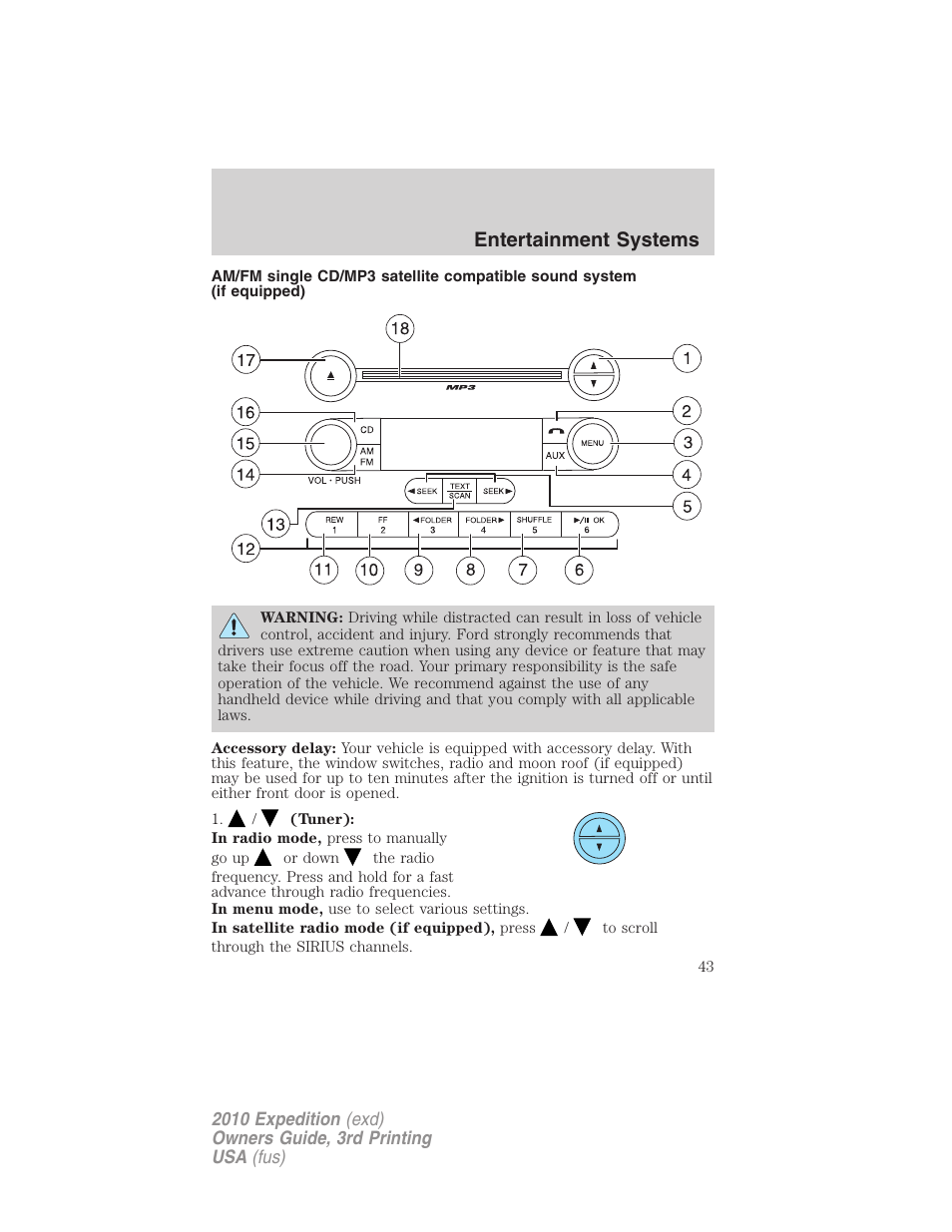 Am/fm stereo with cd, Entertainment systems | FORD 2010 Expedition v.3 User Manual | Page 43 / 422