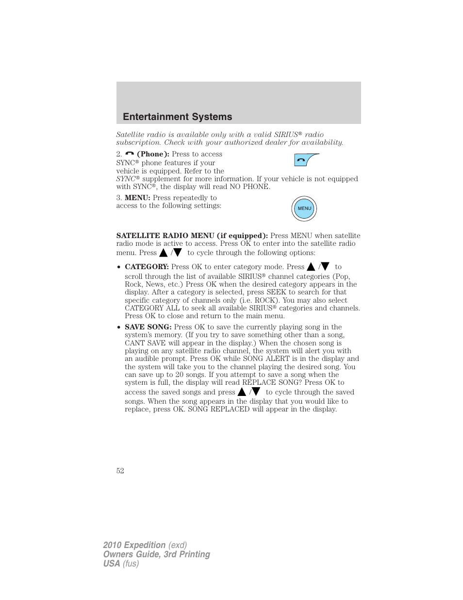 Entertainment systems | FORD 2010 Expedition v.3 User Manual | Page 52 / 422