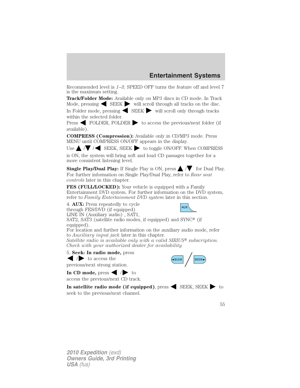 Entertainment systems | FORD 2010 Expedition v.3 User Manual | Page 55 / 422