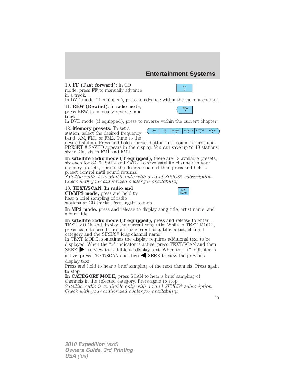 Entertainment systems | FORD 2010 Expedition v.3 User Manual | Page 57 / 422
