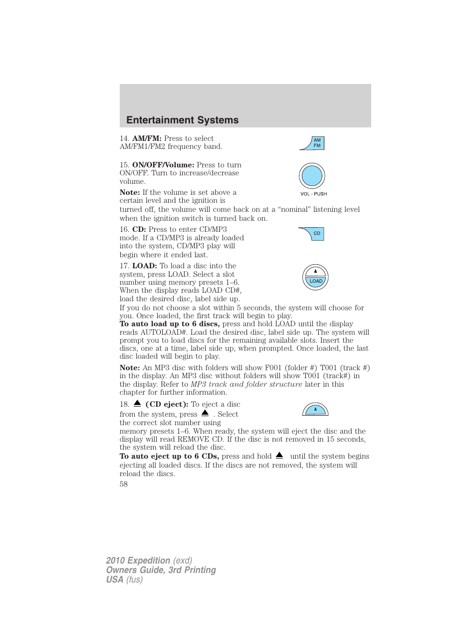 Entertainment systems | FORD 2010 Expedition v.3 User Manual | Page 58 / 422