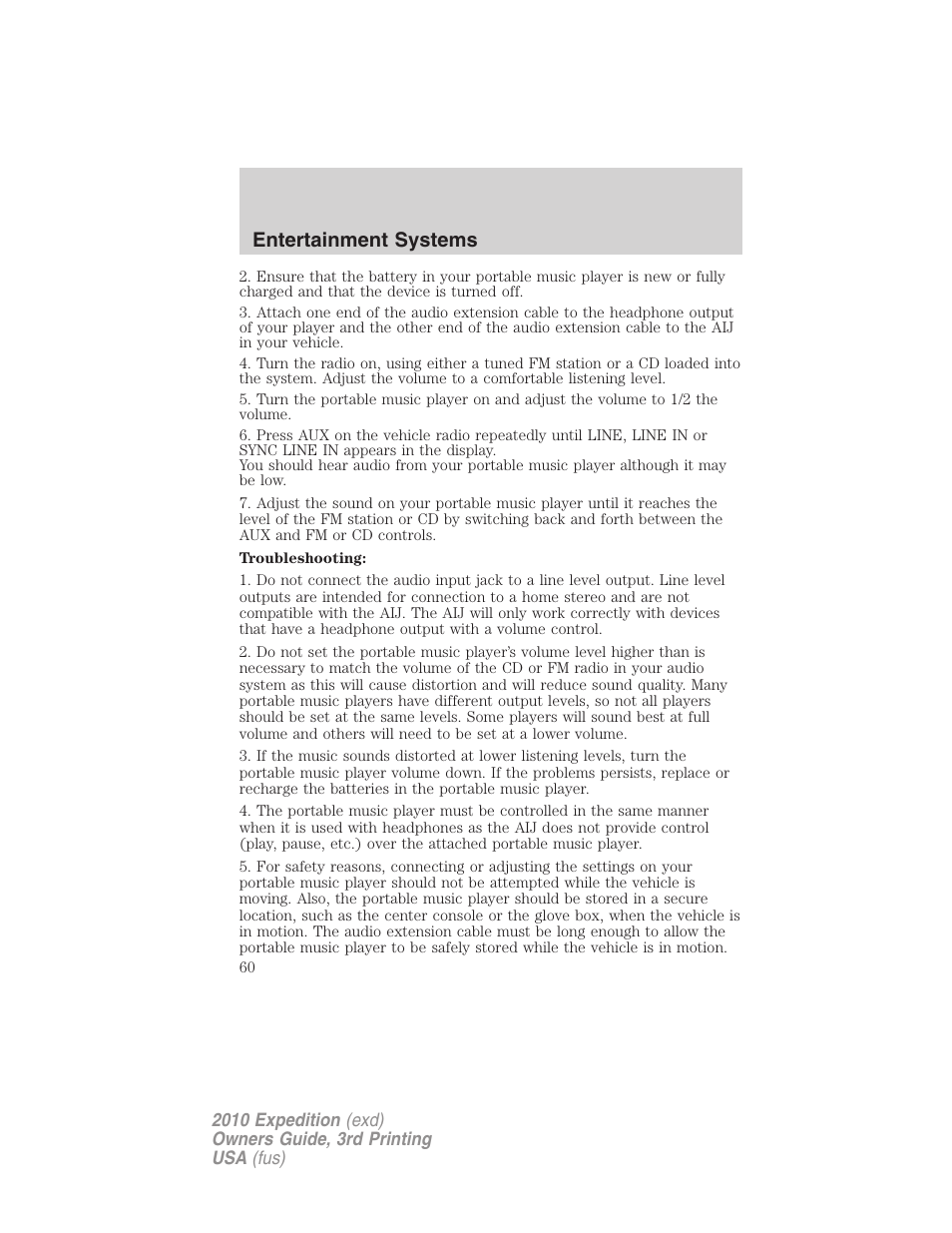 Entertainment systems | FORD 2010 Expedition v.3 User Manual | Page 60 / 422