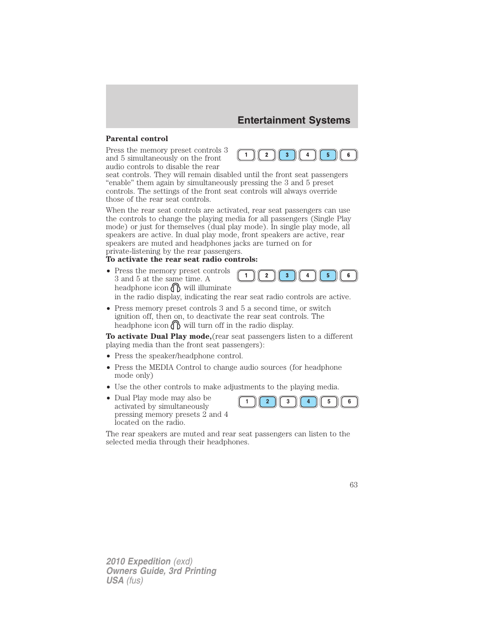Entertainment systems | FORD 2010 Expedition v.3 User Manual | Page 63 / 422