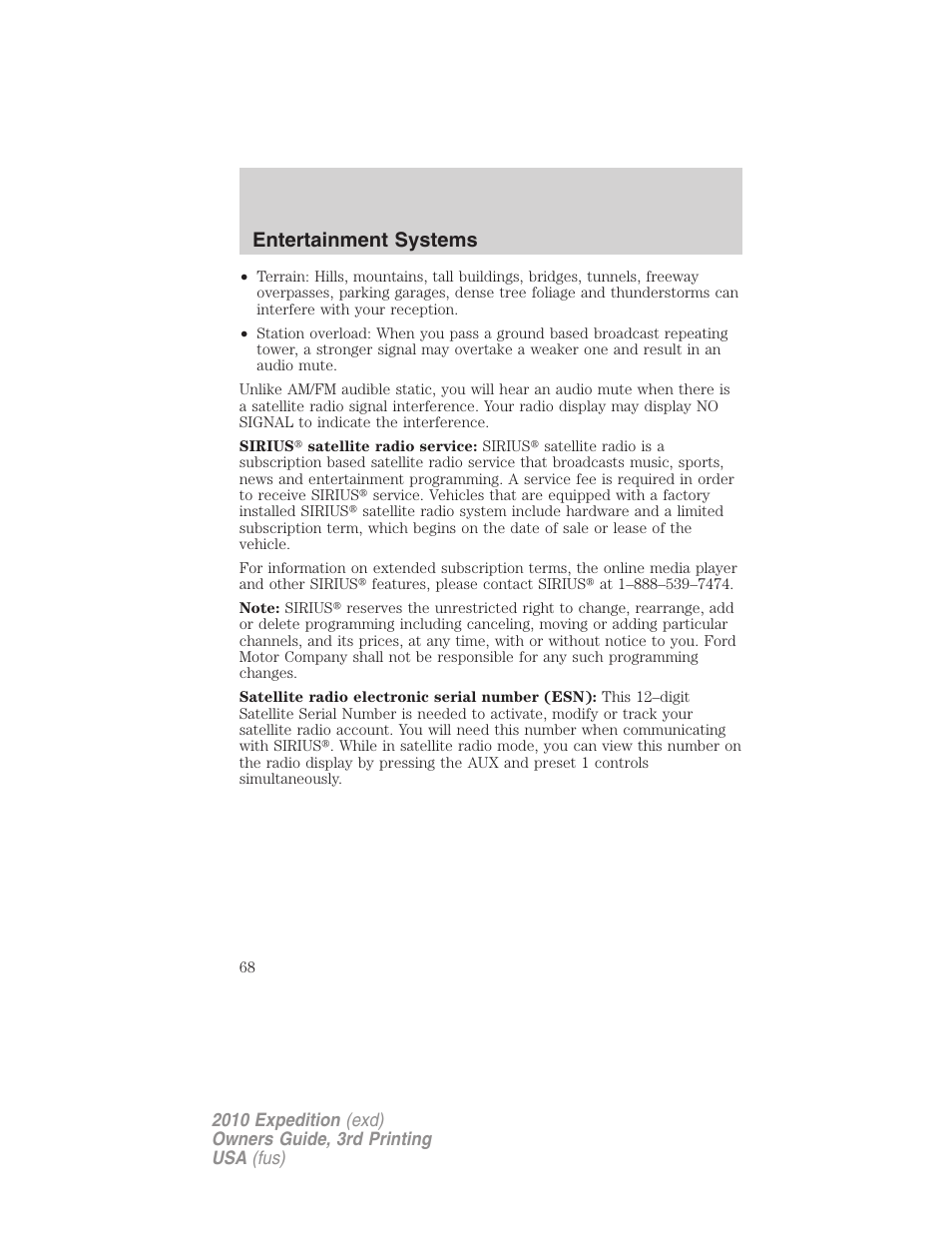 Entertainment systems | FORD 2010 Expedition v.3 User Manual | Page 68 / 422