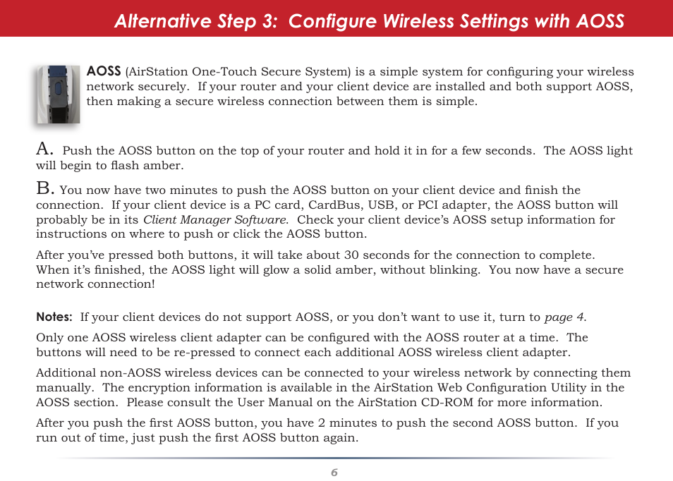 Aoss | Buffalo Technology Buffalo AirStation Nfiniti WZR-G300N User Manual | Page 6 / 7