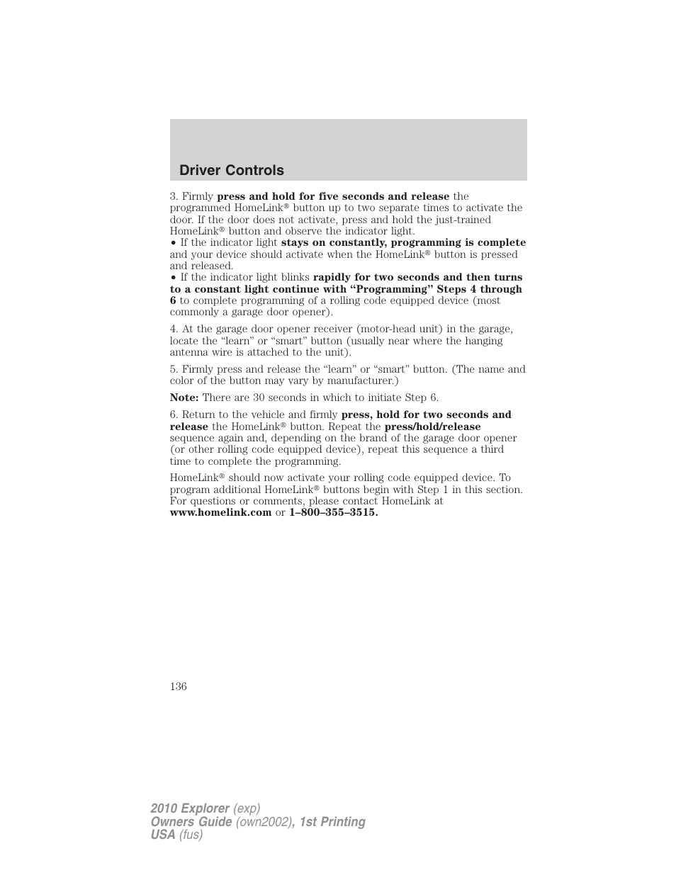 Driver controls | FORD 2010 Explorer v.1 User Manual | Page 136 / 404