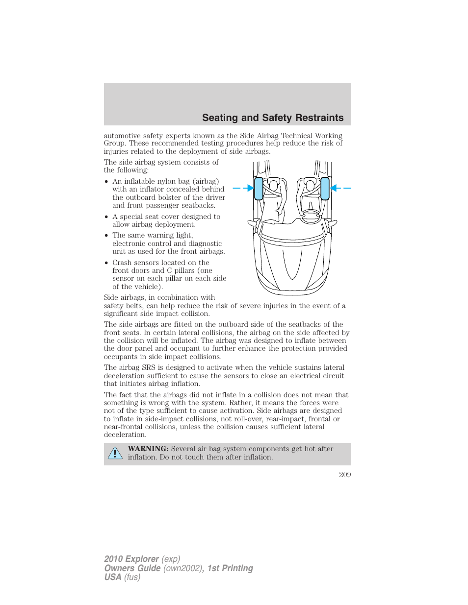 Seating and safety restraints | FORD 2010 Explorer v.1 User Manual | Page 209 / 404