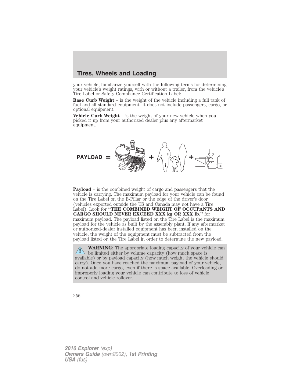 Tires, wheels and loading | FORD 2010 Explorer v.1 User Manual | Page 256 / 404