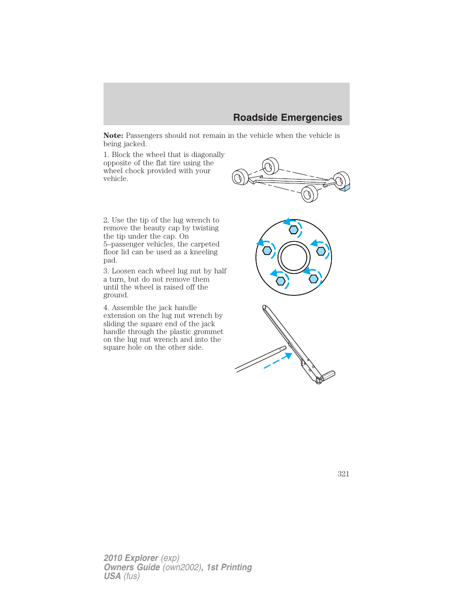 Roadside emergencies | FORD 2010 Explorer v.1 User Manual | Page 321 / 404