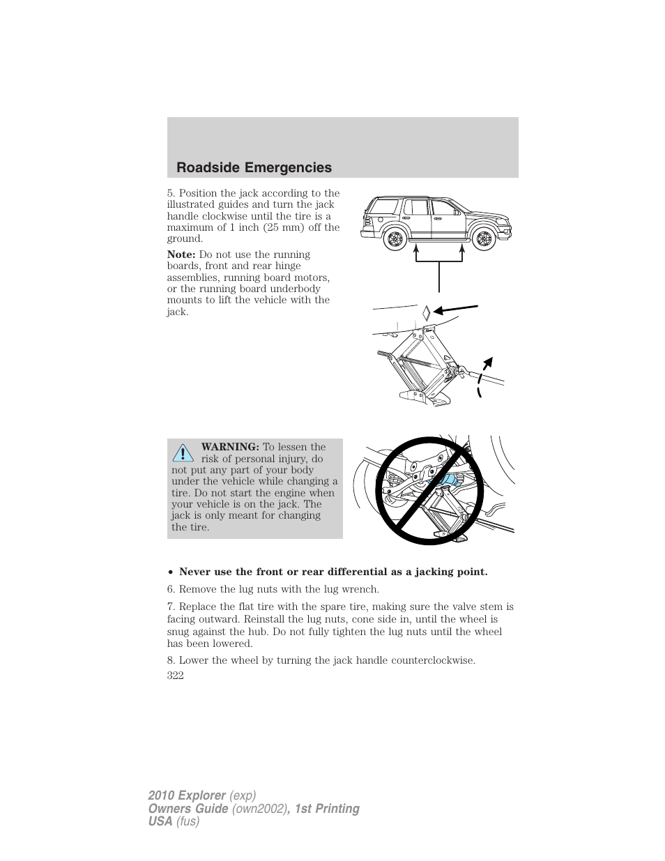 Roadside emergencies | FORD 2010 Explorer v.1 User Manual | Page 322 / 404