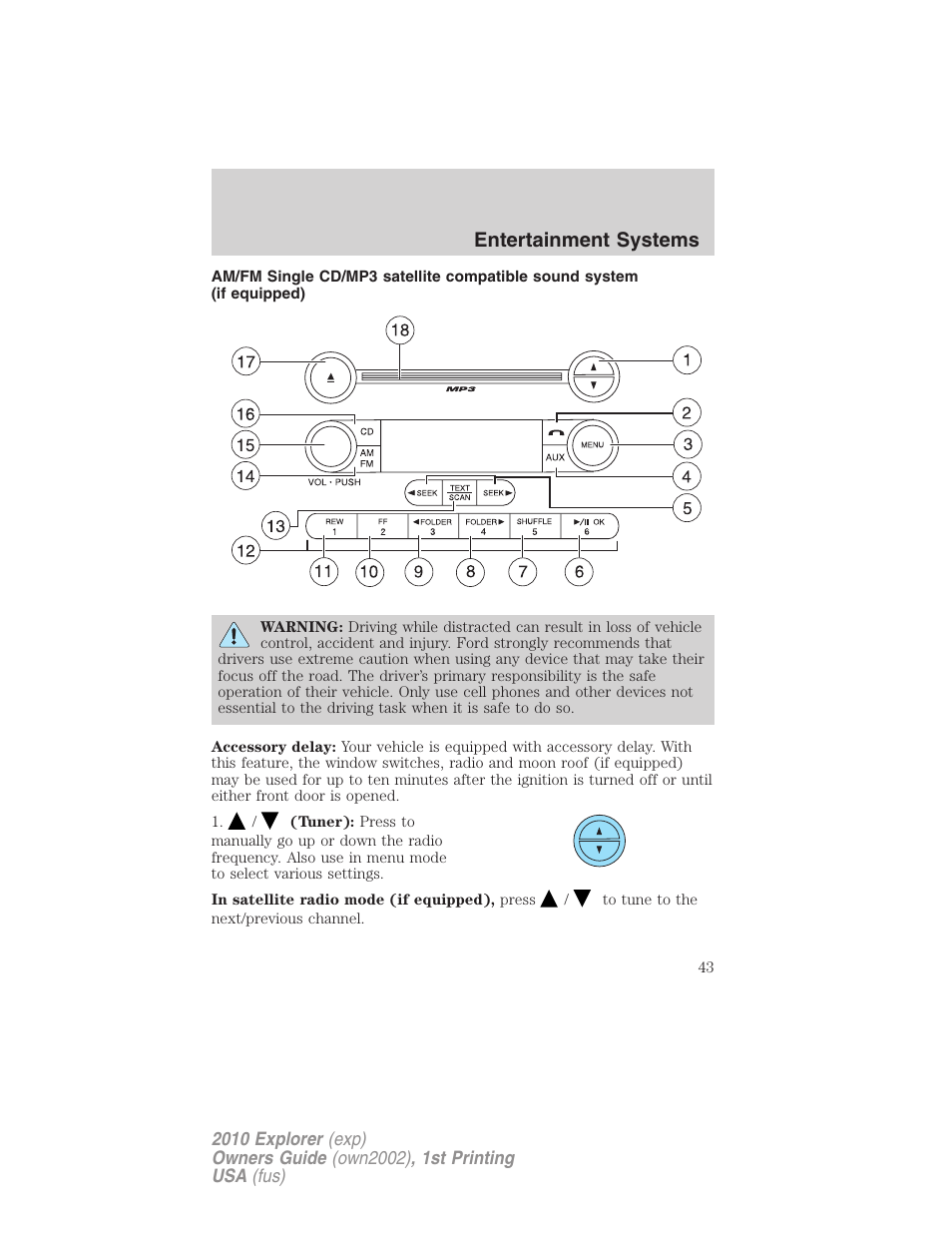 Am/fm stereo with cd, Entertainment systems | FORD 2010 Explorer v.1 User Manual | Page 43 / 404