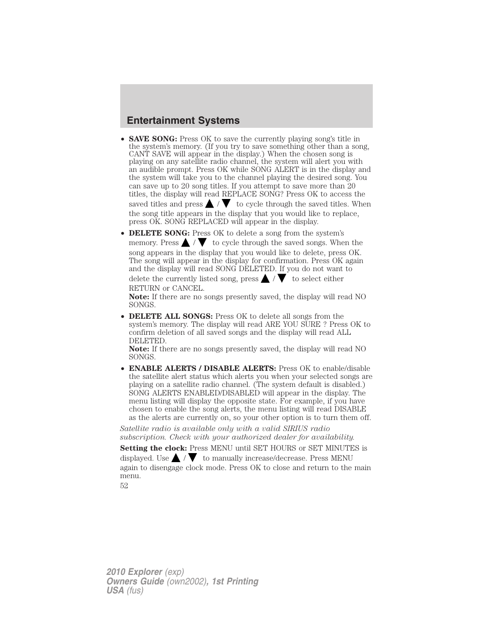 Entertainment systems | FORD 2010 Explorer v.1 User Manual | Page 52 / 404