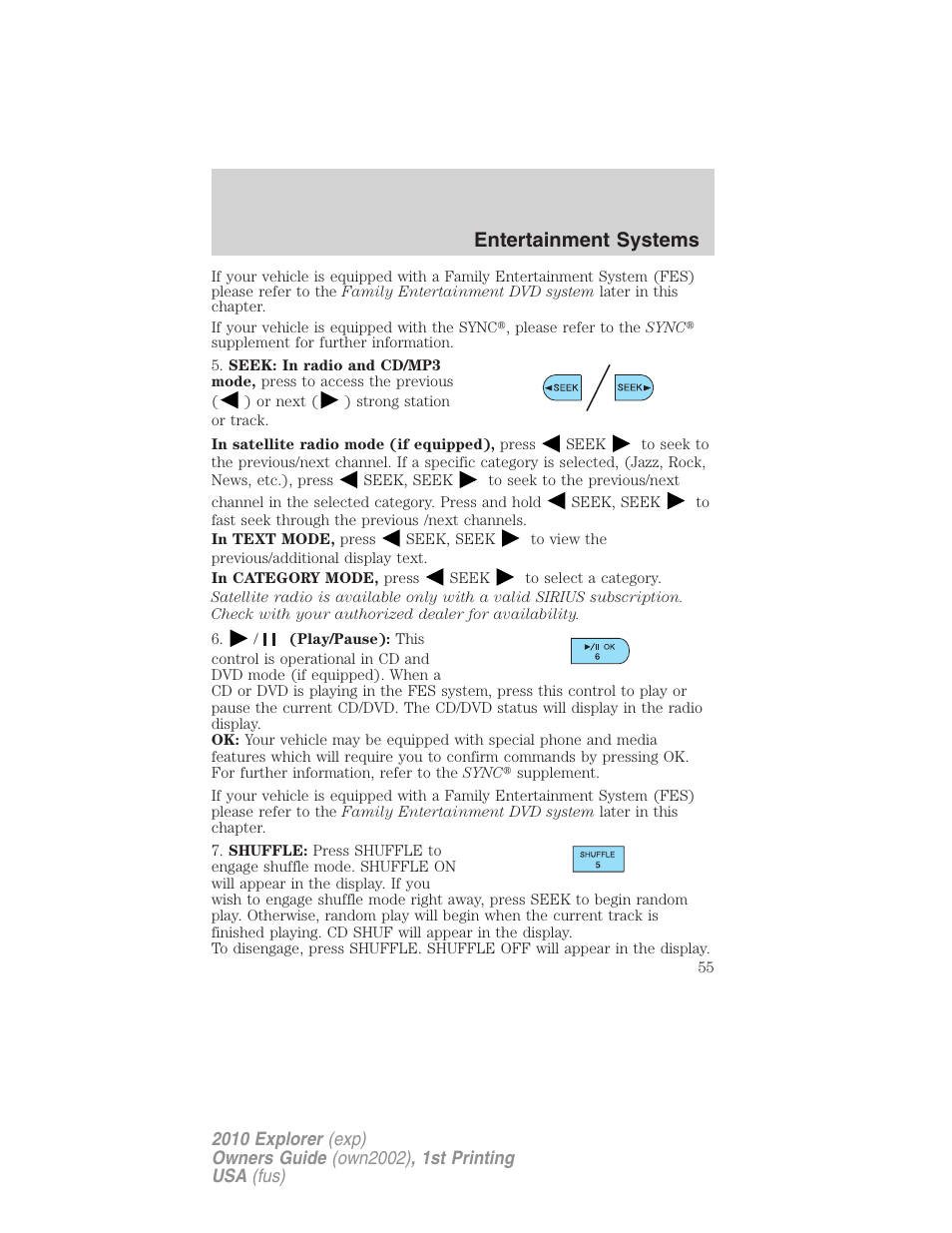 Entertainment systems | FORD 2010 Explorer v.1 User Manual | Page 55 / 404