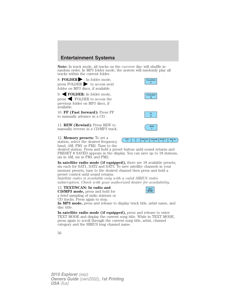 Entertainment systems | FORD 2010 Explorer v.1 User Manual | Page 56 / 404