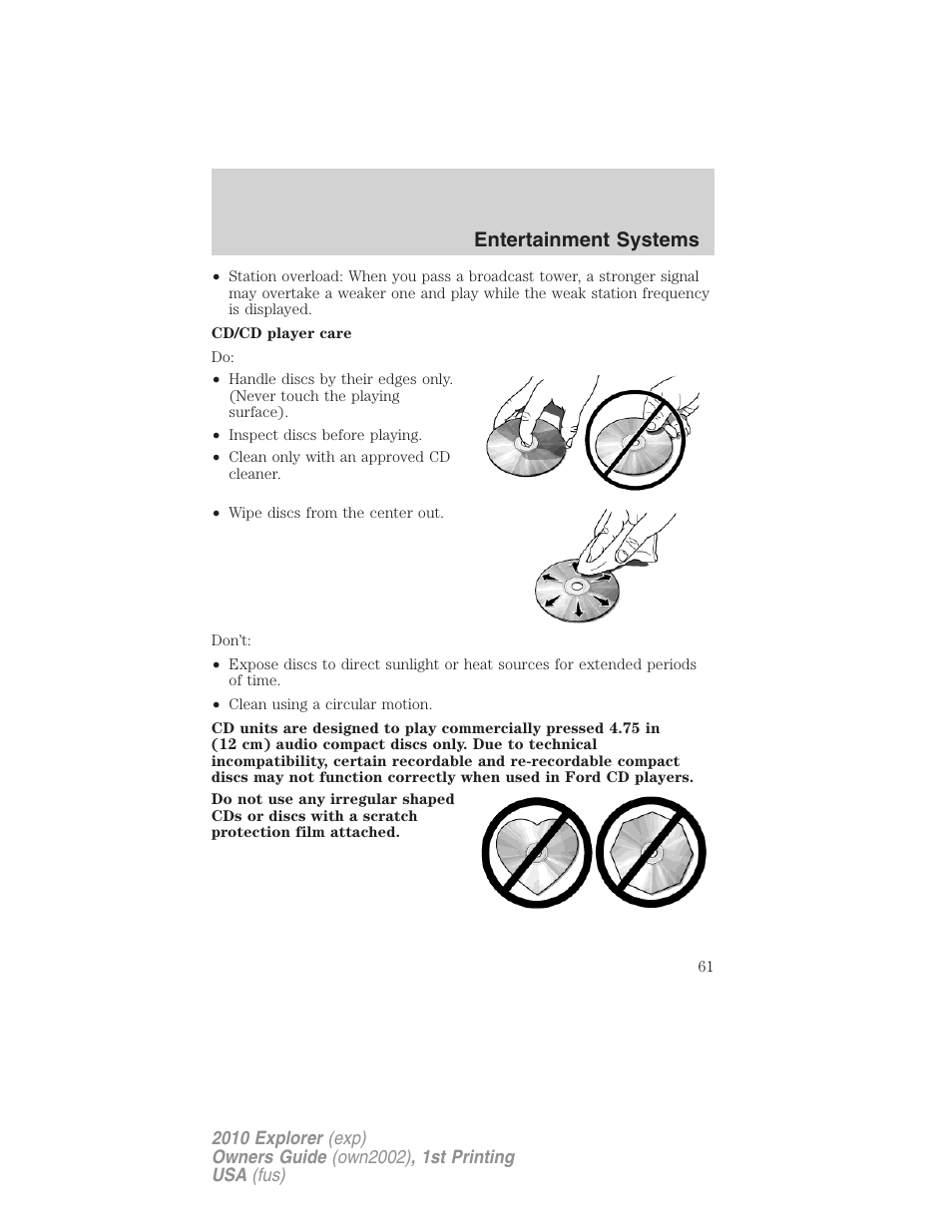 Entertainment systems | FORD 2010 Explorer v.1 User Manual | Page 61 / 404