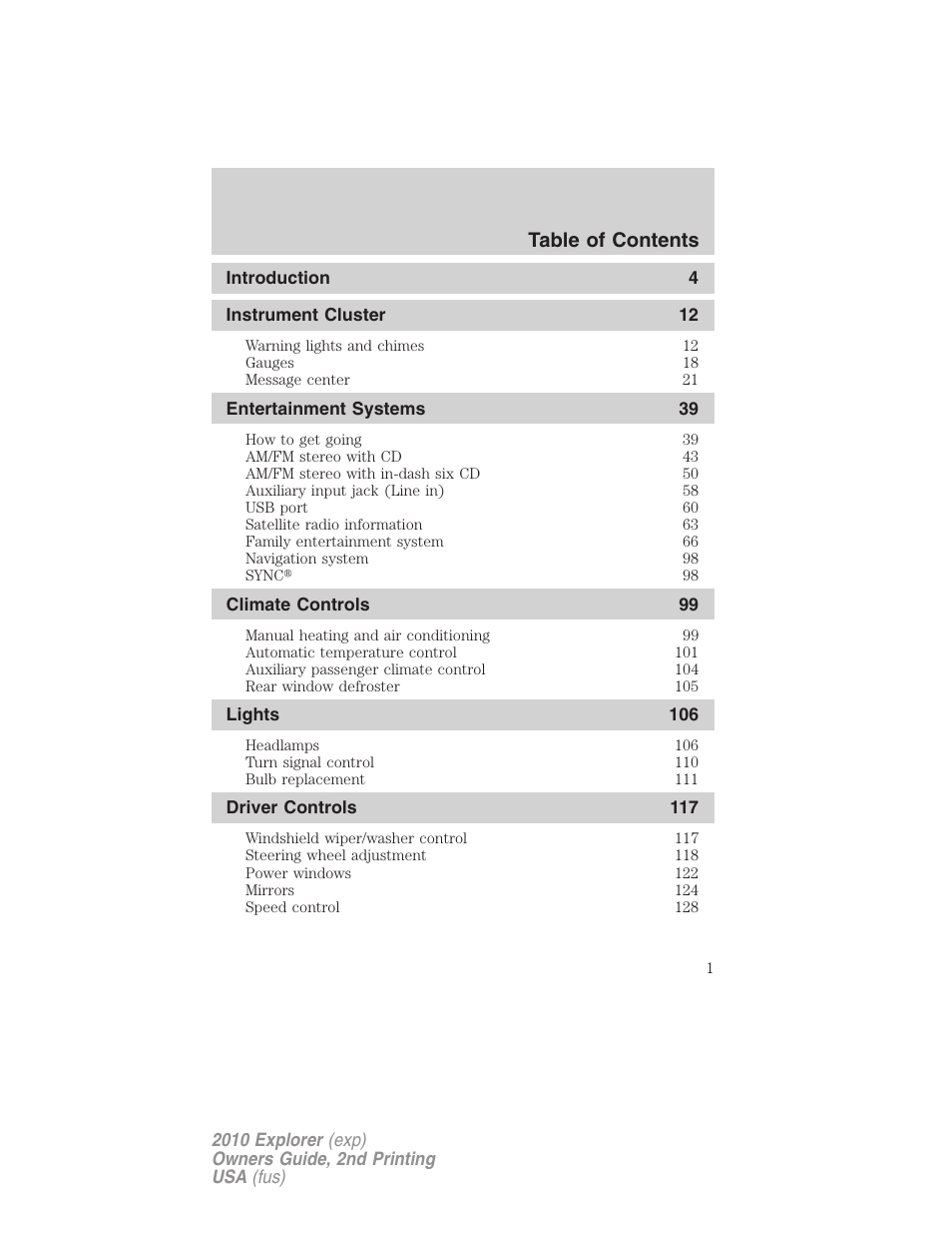 FORD 2010 Explorer v.2 User Manual | 406 pages