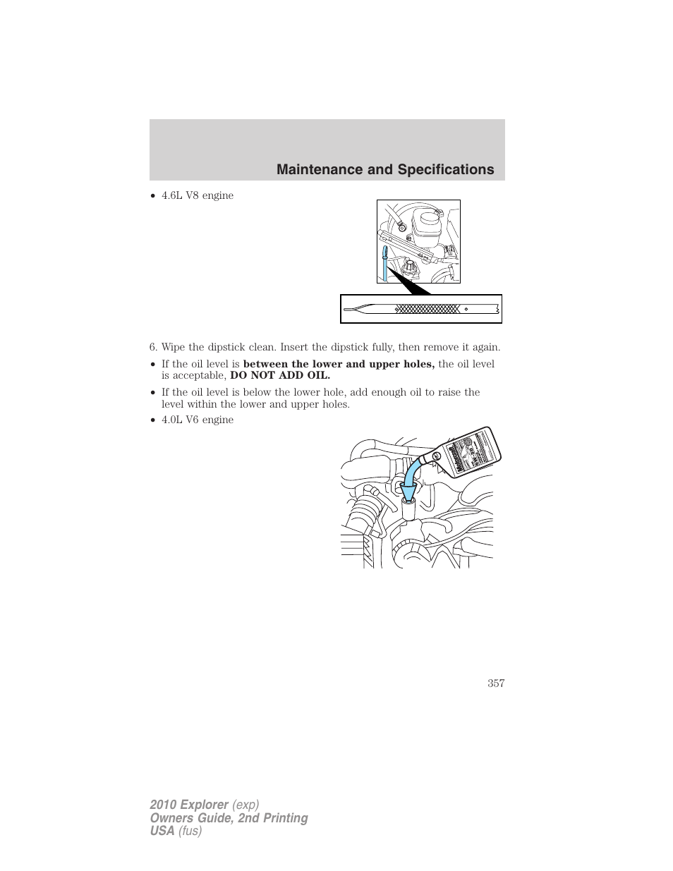 Maintenance and specifications | FORD 2010 Explorer v.2 User Manual | Page 357 / 406