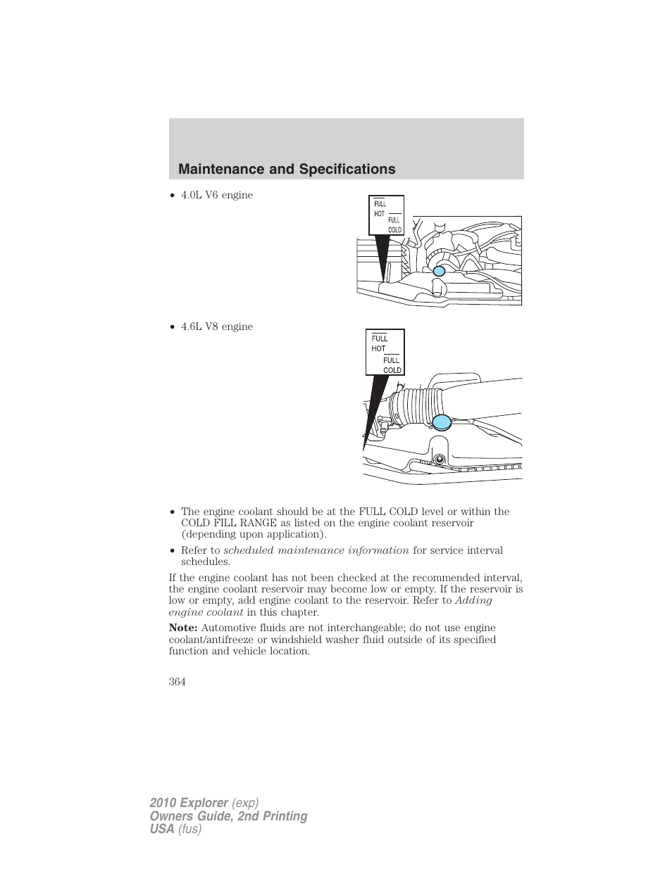 Maintenance and specifications | FORD 2010 Explorer v.2 User Manual | Page 364 / 406