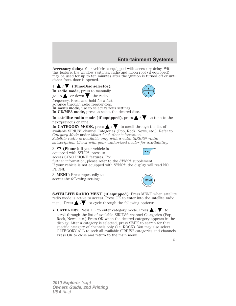 Entertainment systems | FORD 2010 Explorer v.2 User Manual | Page 51 / 406